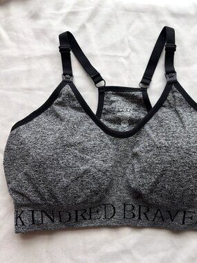 Kindred Bravely Simply Sublime Nursing Bra Sz L Grey Heather Racerback Padded